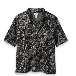 Chicos Weekends women large  Quarter Zip Tribal Tropical Print Resort Blouse